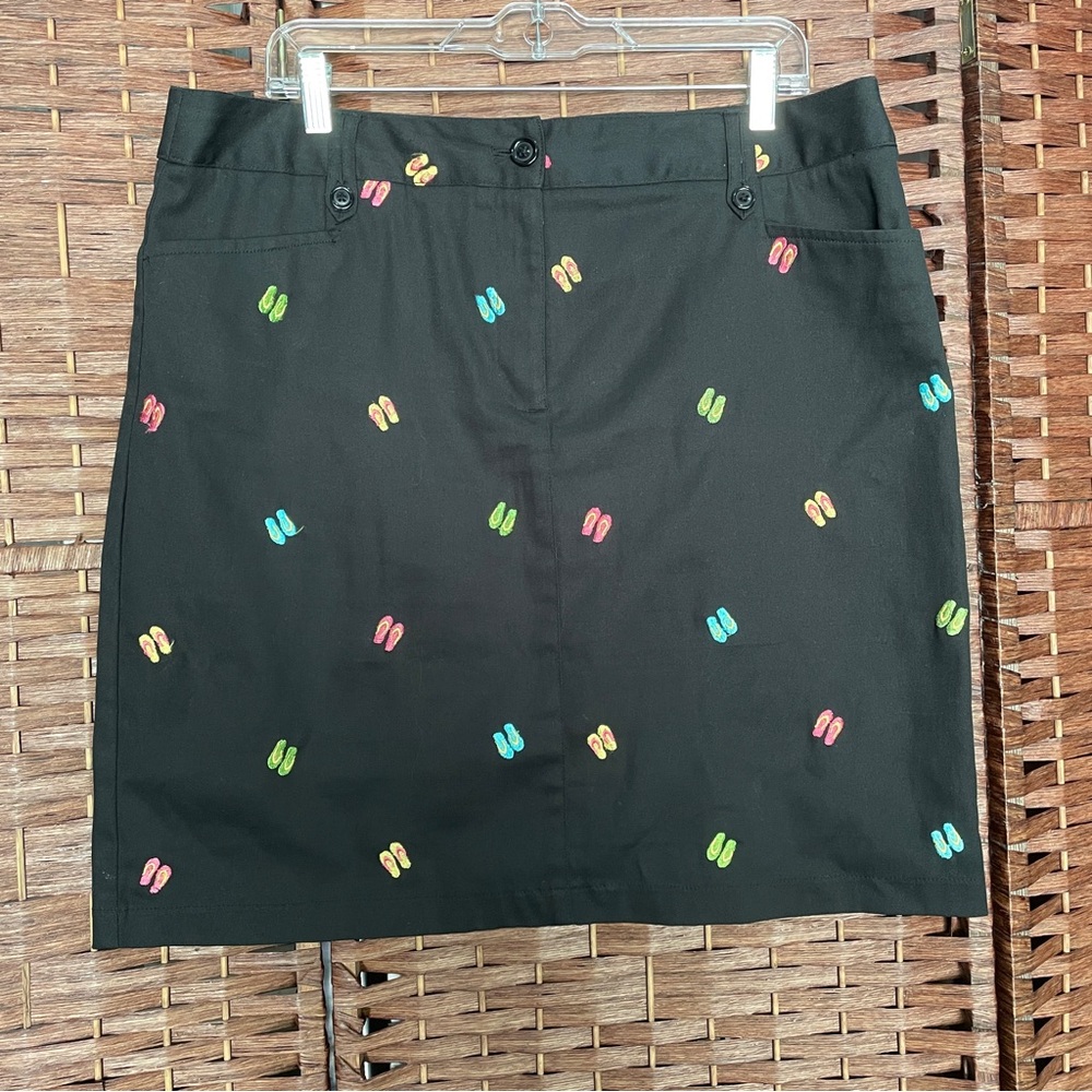 Counterparts Mini Skirt with Colorful Flip-Flop Embroidery, Coastal Kidcore, 16.